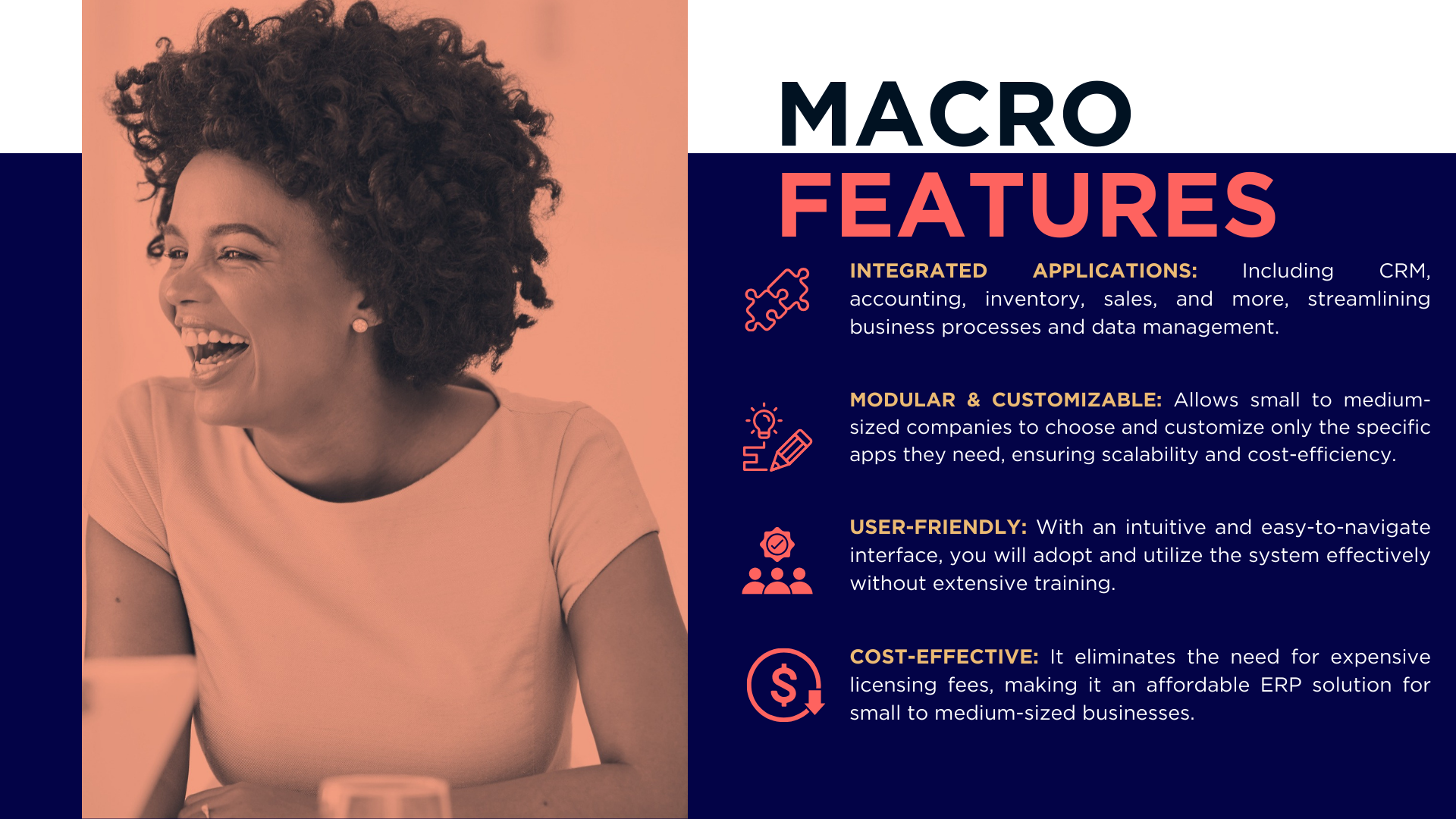 Image showing the macro features of implementing Odoo in your company
