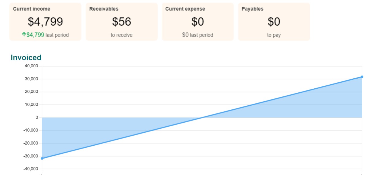 Screengrab of the Odoo's accounting dashboard